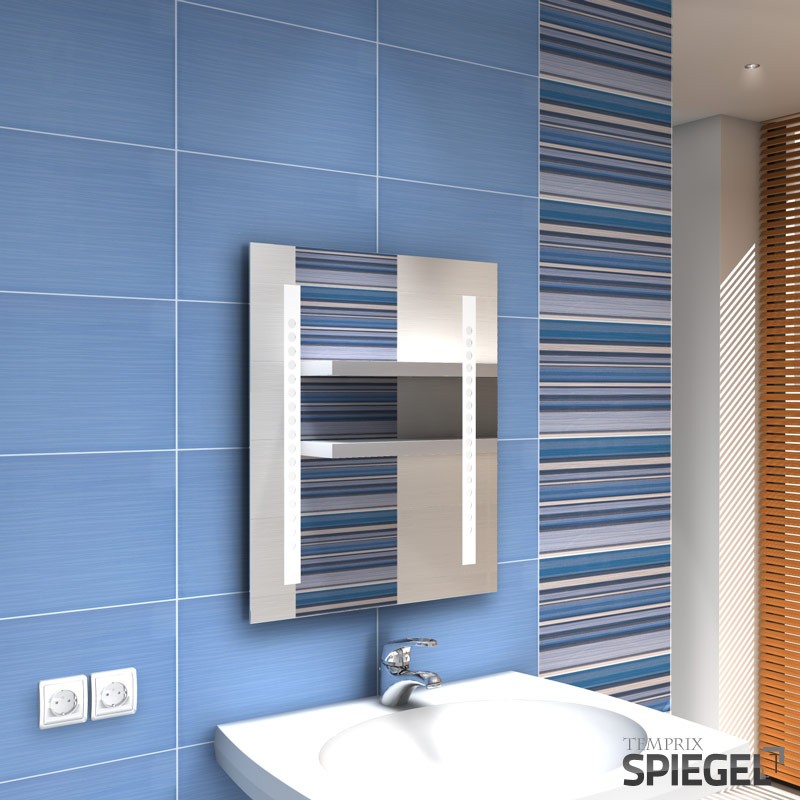 Badspiegel beleuchtet Badezimmer Spiegel mit Beleuchtung 60 x 50 cm